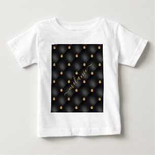 Black Gold Diamond Tufted Custom Name Baby T-Shirt