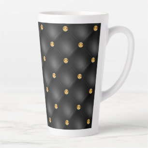 Black Gold Diamond Tufted Latte Mug