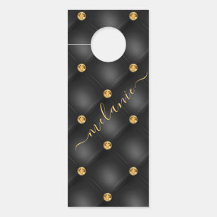 Black Gold Diamonds Door Hanger with Custom Name