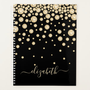 Black gold diamonds monogram 2026 planner