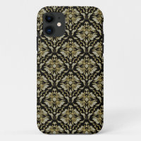 Black Gold & Diamonds Pattern-Retro Floral Damasks