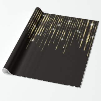 Black Gold Disc Strands Elegant Sparkle gift wrap