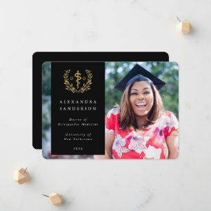 Black + Gold Doctor of Osteopathic Medicine Photo Announcement