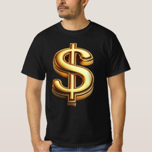 Black & Gold Dollar Sign Bling T-Shirt