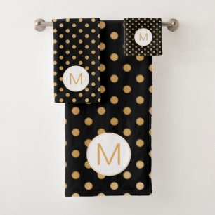 Black Gold Dot Monogram set, U can change colour Bath Towel Set