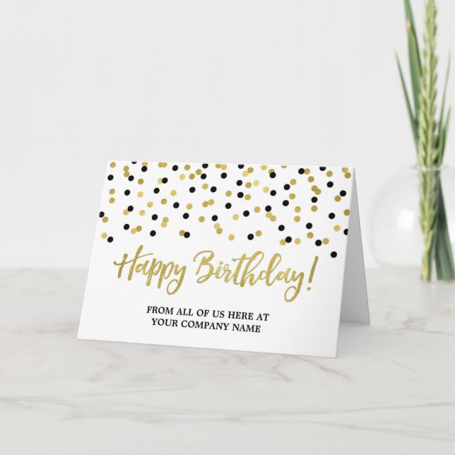 Black Gold Dots Business From Group Birthday Card (Front)