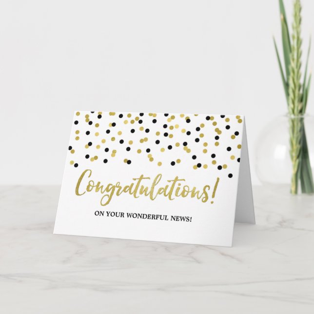 Black Gold Dots Congratulations on Expecting Card (Front)