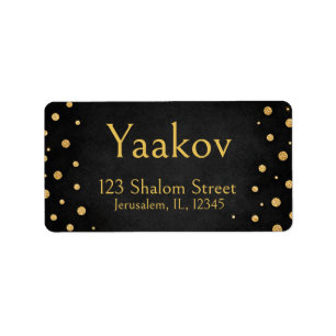 Black Gold Dots Luxury Modern Elegant Stylish Label