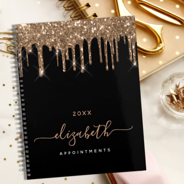 Black gold drips monogram name 2026 planner (Creator Uploaded)