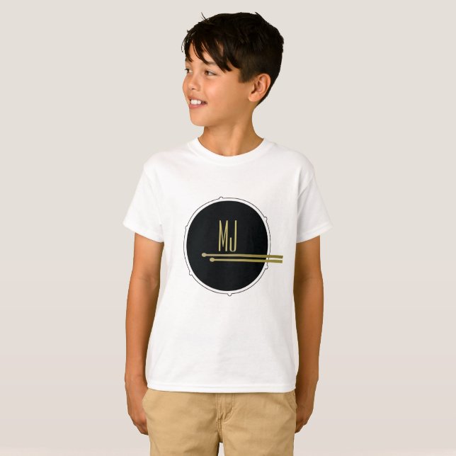Black Gold Drummer Monogram T-Shirt (Front Full)