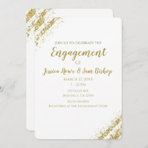 Black Gold Dust Corners Glam Modern Engagement Invitation