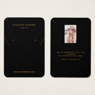 Black gold earring jewellery photo display card