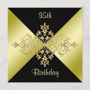 Black & Gold Elegance 35th Birthday Invitation