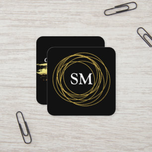 Black gold elegance square business card
