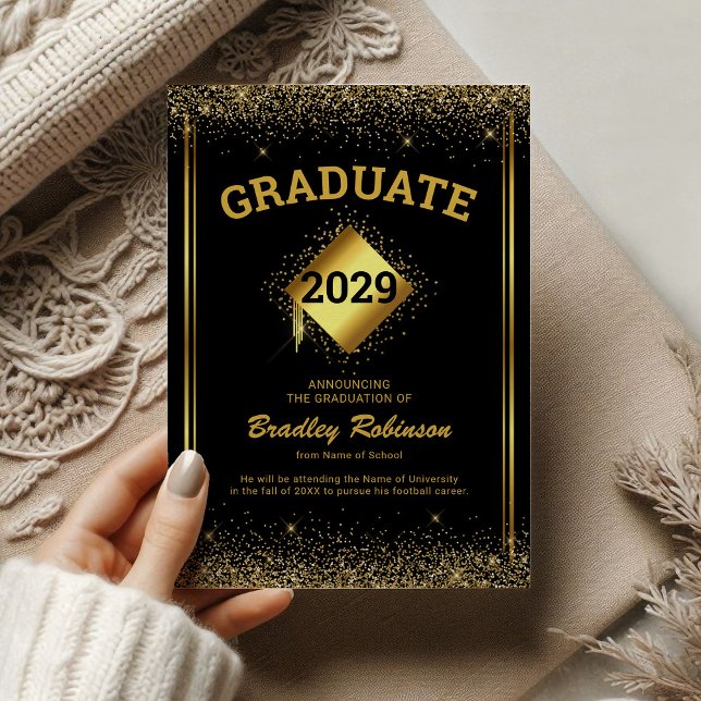 Black Gold Elegant 2025 Graduation Announcement (Creator Uploaded)