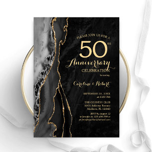 Black Gold Elegant 50th Anniversary Invitation