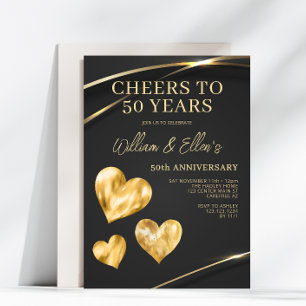 Black Gold Elegant 50th Wedding Anniversary Invitation