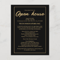 Black &Gold Elegant Business Open House Invitation