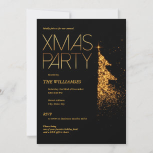 Black & Gold Elegant Christmas After Hours Party Invitation