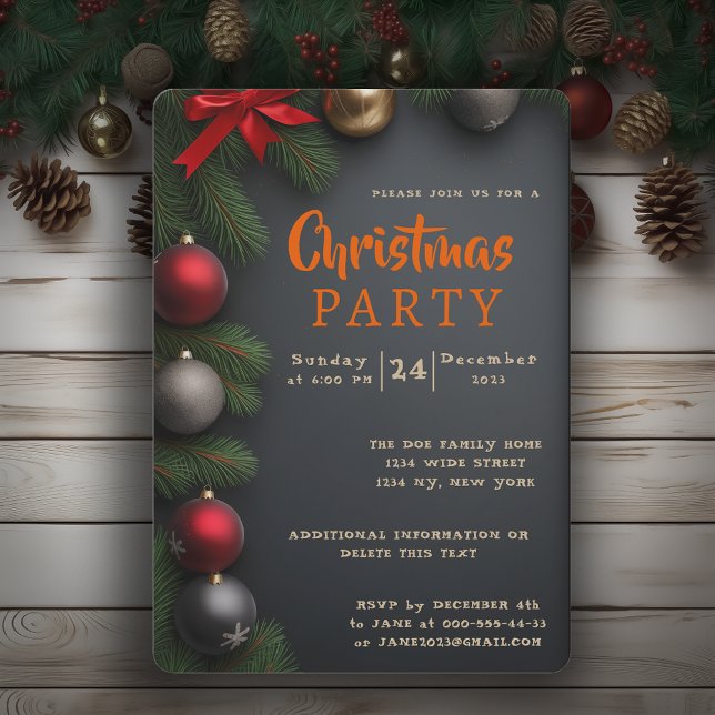 Black gold elegant Christmas Party Invitation (Creator Uploaded)