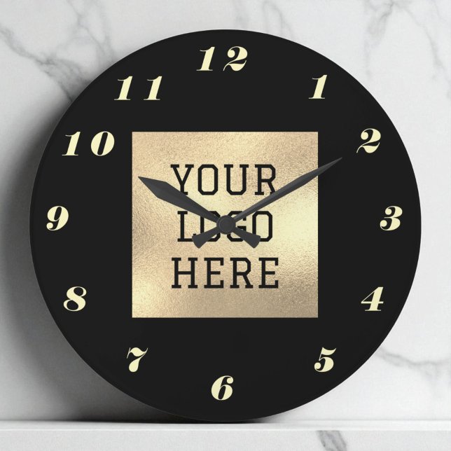 Black Gold Elegant Classic Business Logo Large Clock (Creator Uploaded)