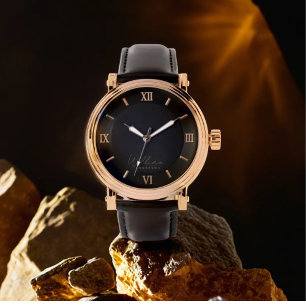 Black Gold Elegant Classic Monogrammed Watch