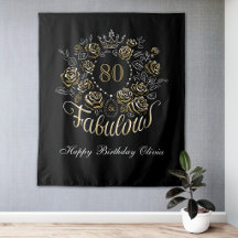 Black Gold Elegant Floral 80 & Fabulous Birthday