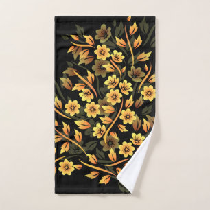 Black Gold Elegant Floral Hand Towel