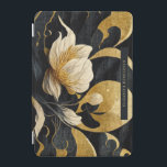 Black & Gold Elegant Floral | Monogram  iPad Mini Cover<br><div class="desc">Design features an allover Japanese floral print in black and gold, with your name or choice of personalisation. Trendy monogrammed design. The design is customisable and adjustable to your vision! A great gift idea for any occasion. Add your custom wording to this design by using the "Edit this design template"...</div>