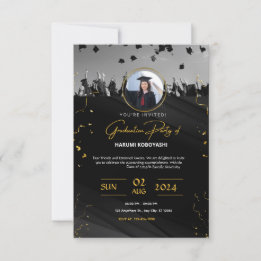 Black & Gold Elegant Graduation Party Invitation