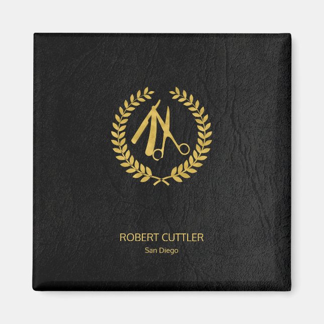 Black Gold Elegant Luxury Barber Shop Magnet (Front)