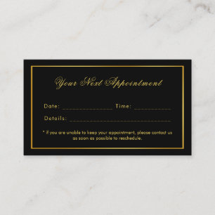 Black & Gold Elegant Minimalist Single Use Appointment Card
