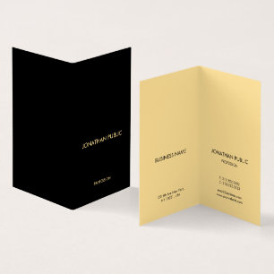 Black & Gold Elegant Modern Simple Folded Vertical Business Card