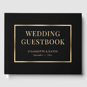 Black Gold Elegant Modern Wedding Guest Book