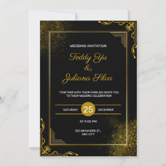 Black Gold Elegant Modern Wedding Invitation