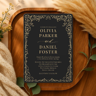 Black Gold Elegant Modern Wedding Invitation