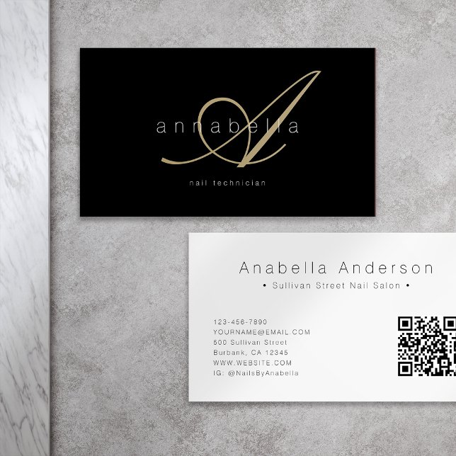 Black Gold Elegant Monogram  Business Card (Creator Uploaded)