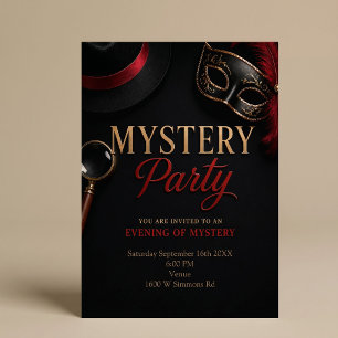 Black & Gold Elegant Mystery Party Invitation