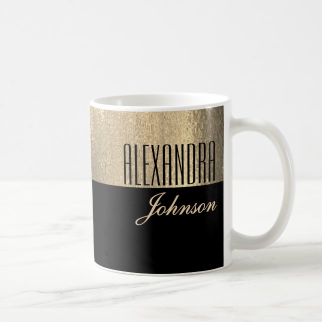 Black Gold Elegant Name Coffee Mug (Right)