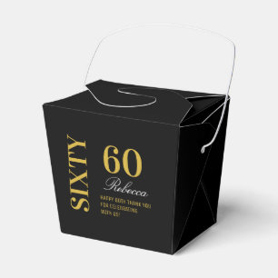 Black & Gold Elegant Sixty 60th Birthday Party  Favour Box