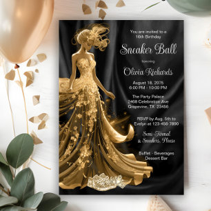 Black Gold Elegant Sneaker Ball  Invitation