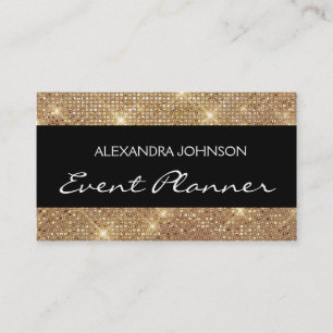 Black Gold Elegant Sparkly Even Planner Business Card