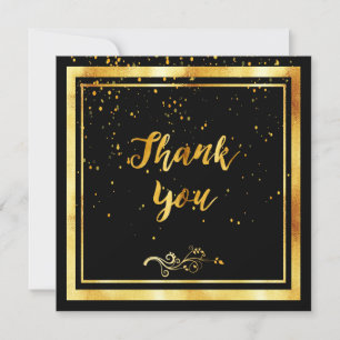 Black gold elegant thank you card