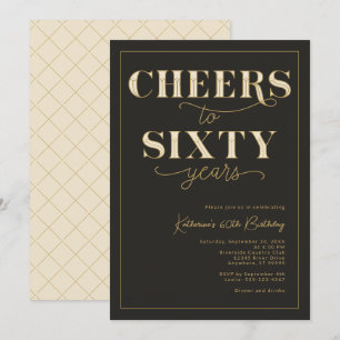 Black Gold Elegant Typography 60th Birthday Invitation