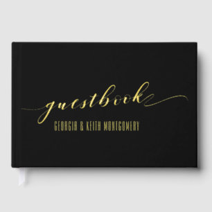Black & Gold Elegant Wedding Guest Book