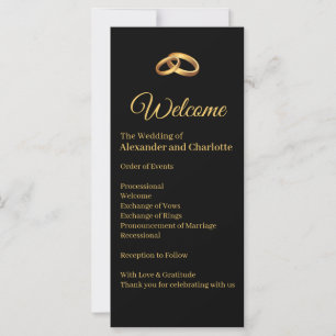 Black Gold Elegant Wedding Program