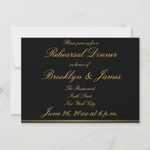 Black Gold Elegant Wedding Rehearsal Invitations