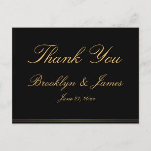 Black Gold Elegant Wedding Thank You Postcards