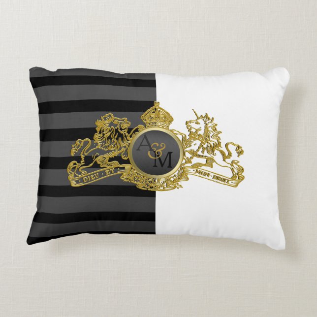 Black Gold Emblem White Tuxedo Ring Bearer Pillow (Back)
