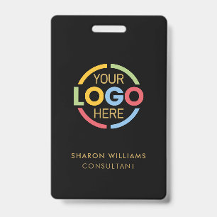Black Gold Employee ID with Custom Business Logo Badge